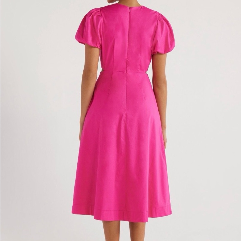 Scoop Women's Cut Out Midi Dress with Puff Sleeves, w/Pockets. Sizes S (4-6) - Picture 2 of 7